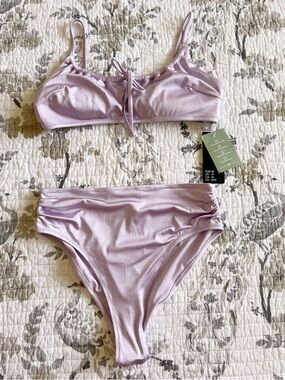 H&M NWT Shiny High Waist Brazilian Lavender Bikini • 14